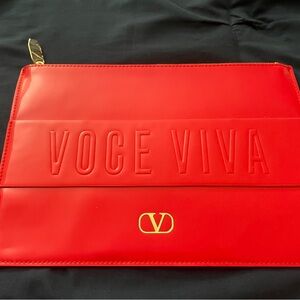 NEW — NEW— NEW Valentino Red Voce Viva Embossed Clutch